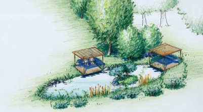 Perspective d'aménagement d'un étang